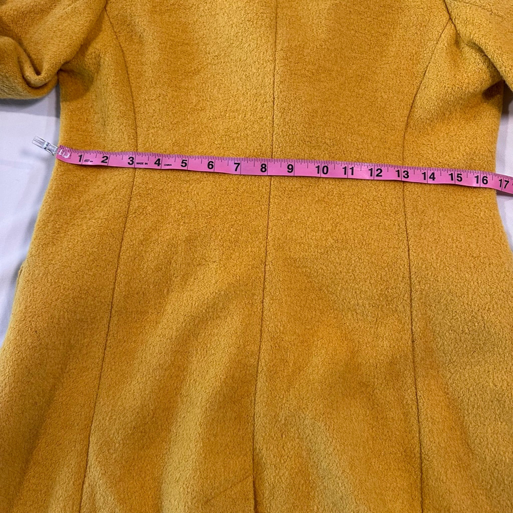 Sam Edelman | Mustard Ochre Wool Blend Walker Coat XS | Tailored Minimal Luxe - Picture 12 of 12